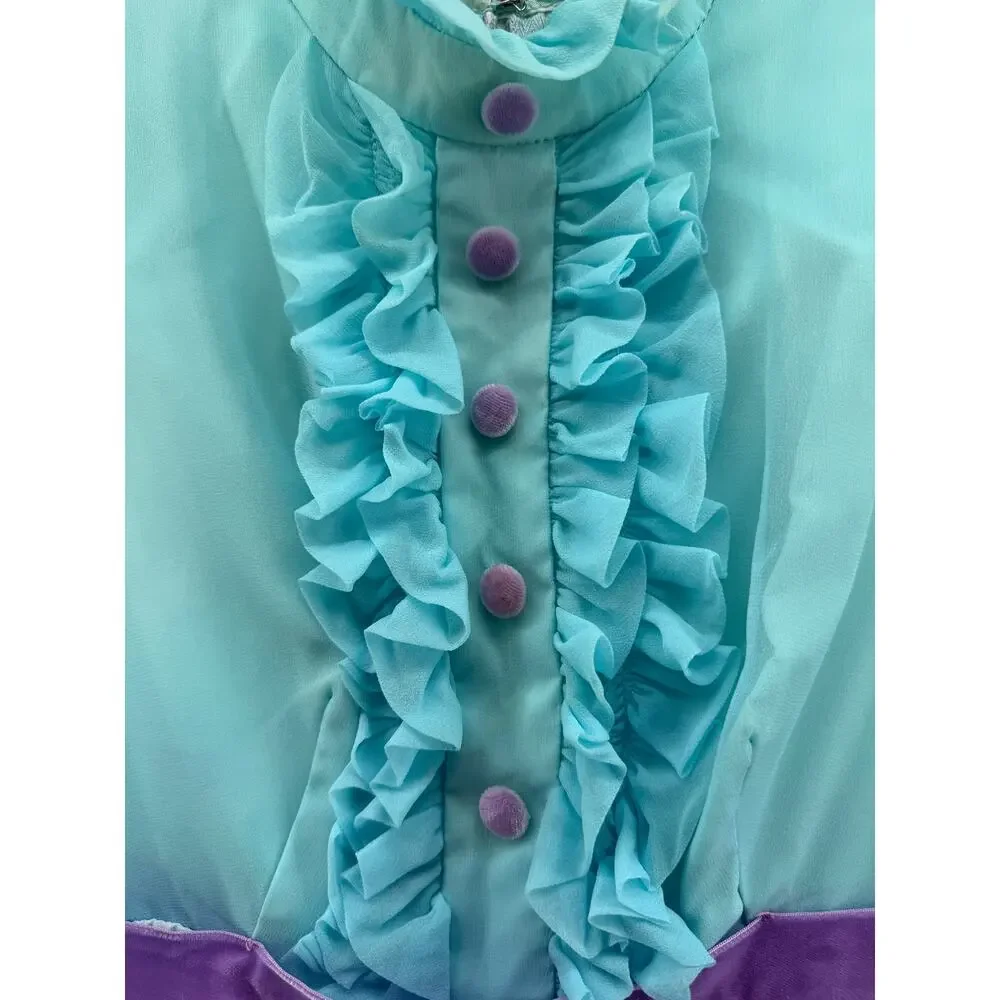 Vintage 70s Chiffon Wide Leg Jumpsuit Ruffle Neck Empire Waist Size 7 READ - Picture 4 of 16